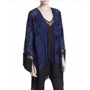 Astr Navy Kimono with Black Velvet Accents